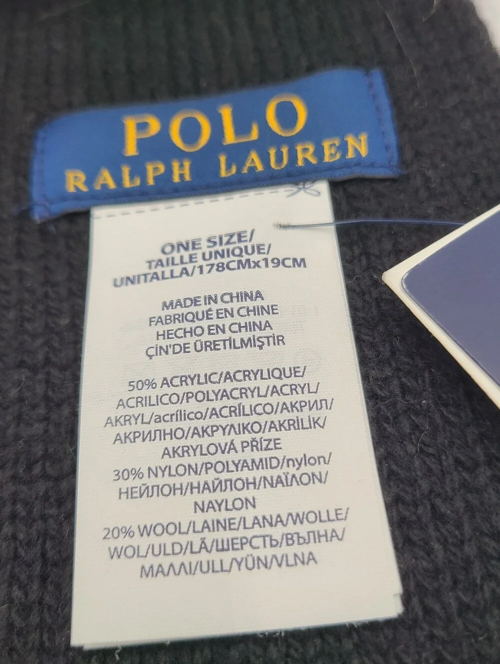 B55 Mens Black Polo Ralph Lauren Bulldog Scarf